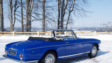 BMW 503 Cabriolet Bleue 3/4 arrière droit capote ouverte