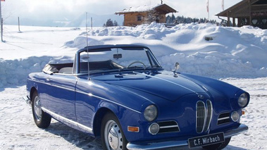 BMW 503 Cabriolet Bleue 3/4 avant droit capote ouverte