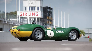 Lister-Jaguar, verte et jaune, 3/4 arrière droit
