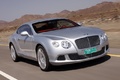 Bentley Continental GT gris 3/4 avant droit travelling penché debout