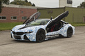 BMW Vision Efficient Dynamics concept artcar blanc/bleu 3/4 avant gauche portes ouvertes