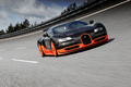 Bugatti Veyron Super Sport - noire/orange - 3/4 avant droit, dynamique