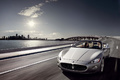 Maserati GranCabrio gris 3/4 avant gauche travelling