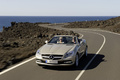 Mercedes SLK 2011 - beige - 3/4 avant gauche, plongé, filé