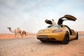 Mercedes SLS AMG Gold Edition 3/4 arrière droit portes ouvertes