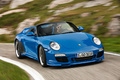 Porsche 911 Speedster - bleue - 3/4 avant droit, en mouvement