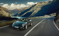 Porsche 911 Turbo S cabrio - noire - 3/4 avant gauche