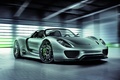 Porsche 918 Spyder - grise - 3/4 avant droit