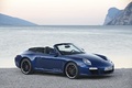Porsche 997 Carrera GTS Cabriolet bleu 3/4 avant droit