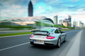 Porsche 997 GT2 RS gris 3/4 arrière droit travelling