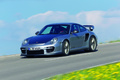 Porsche 997 GT2 RS gris 3/4 avant gauche filé penché
