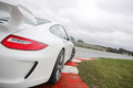 Porsche 997 GT3 MkII blanc 3/4 arrière droit coupé penché