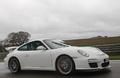 Porsche 997 GT3 MkII blanc 3/4 avant droit travelling penché