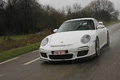 Porsche 997 GT3 MkII blanc 3/4 avant gauche travelling penché 2