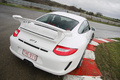 Porsche 997 GT3 MkII blanc face arrière penché