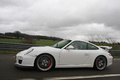 Porsche 997 GT3 MkII blanc profil travelling penché 2
