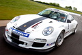 Porsche 997 GT3 MkII Cup blanc 3/4 avant gauche travelling penché