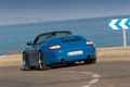 Porsche 997 Speedster bleu 3/4 arrière gauche penché