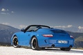 Porsche 997 Speedster bleu 3/4 arrière gauche