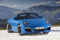 Porsche 997 Speedster bleu 3/4 avant droit