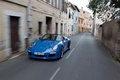 Porsche 997 Speedster bleu 3/4 avant gauche travelling