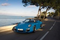 Porsche 997 Speedster bleu 3/4 avant gauche travelling 