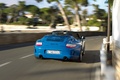 Porsche 997 Speedster bleu face arrière travelling 