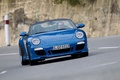 Porsche 997 Speedster bleu face avant penché