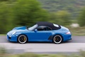 Porsche 997 Speedster bleu filé capoté vue de haut
