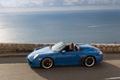 Porsche 997 Speedster bleu filé vue de haut