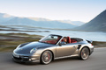 Porsche 997 Turbo Cabriolet MkII anthracite 3/4 avant gauche travelling