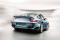 Porsche 997 Turbo S bleu 3/4 arrière droit penché