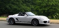 Porsche Boxster Spyder blanc 3/4 avant droit filé 2