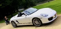 Porsche Boxster Spyder blanc 3/4 avant droit penché 2
