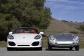 Porsche Boxster Spyder blanc & 550 Spyder gris face avant