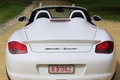 Porsche Boxster Spyder blanc face arrière