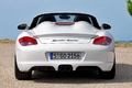 Porsche Boxster Spyder blanc face arrière