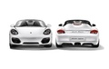 Porsche Boxster Spyder blanc faces avant & arrière