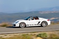 Porsche Boxster Spyder blanc filé penché