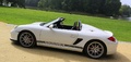 Porsche Boxster Spyder blanc profil penché