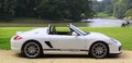 Porsche Boxster Spyder blanc profil
