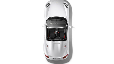 Porsche Boxster Spyder blanc vue de haut