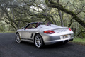 Porsche Boxster Spyder gris 3/4 arrière gauche penché