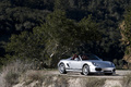Porsche Boxster Spyder gris 3/4 avant droit