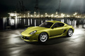 Porsche Cayman R - vert - 3/4 avant gauche, filé