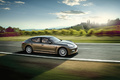Porsche Panamera 4 - marron - profil, dynamique