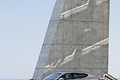 Porsche Panamera Turbo gris 3/4 avant gauche penché debout