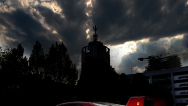 Ferrari F40, rouge, 3-4 ard, nuages