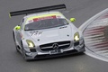 Mercedes SLS AMG GT3 gris face avant penché vue de haut