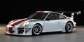 Porsche 997 GT3 R blanc 3/4 avant gauche